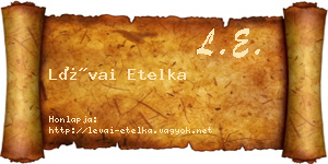 Lévai Etelka névjegykártya